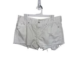 Lucky Brand White Cut Off Distressed Denim Shorts Size 31 12 Boho Fringe